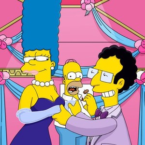 The Simpsons, Julie Kavner (L), Nancy Cartwright (C), Jon Stewart (R), 'Half-Decent Proposal', Season 13, Ep. #10, 02/10/2002, ©FXX