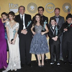 Cast of MODERN FAMILY, Outstanding Performance By An Ensemble In A Comedy Series in the press room for 18th Annual Screen Actors Guild SAG Awards - PRESS ROOM, Shrine Auditorium, Los Angeles, CA January 29, 2012. Photo By: Elizabeth Goodenough/Everett Coll