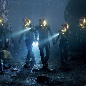 PROMETHEUS, from left: Michael Fassbender, Guy Pearce, Logan Marshall-Green, Noomi Rapace, Sean Harris, 2012. ph: Kerry Brown/TM & copyright ©20th Century Fox Film Corp. All rights reserved