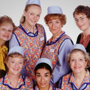 Julie Walters, Maxine Peak, Victoria Wood and Celia Imrie (top row, from left); Thelma Barlow, Shobna Gulati and Anne Reid (seated, from left)