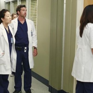 Grey's Anatomy, Jesse Williams (L), Sandra Oh (C), Patrick Dempsey (R), 'Do You Believe in Magic', Season 9, Ep. #22, 05/02/2013, ©ABC