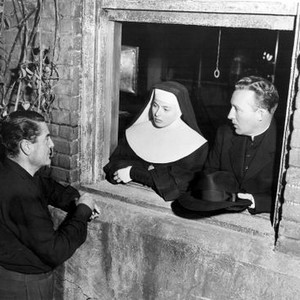 THE BELLS OF ST. MARY'S,  Director Leo McCarey, Ingrid Bergman, Bing Crosby, the 3 Academy Award Winners for 1944, are reunited & filming a scene, 4/6/1945