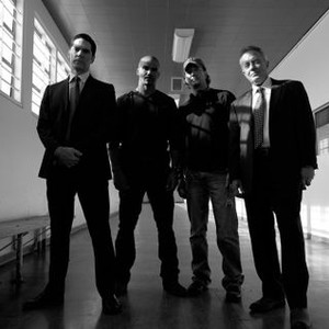 Criminal Minds, from left: Thomas Gibson, Shemar Moore, Doug Aarniokoski, Bob McCracken, 'Divining Rod', Season 7, Ep. #21, 05/02/2012, ©CBS