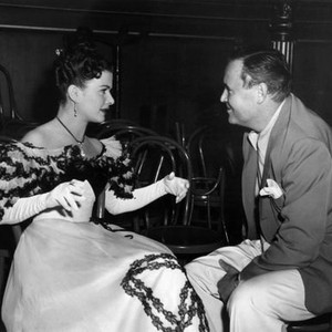 NOB HILL, Joan Bennett, Director Henry Hathaway on set, 1945  TM & Copyright ©20th Century Fox Film Corp. All rights reserved