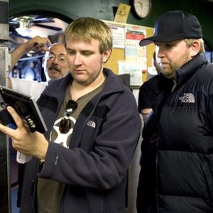 AVPR: ALIEN VS. PREDATOR- REQUIEM, directors Colin Strause (center), Greg Strause (far right), on set, 2007. TM and Copyright ©20th Century Fox Film Corp. All rights reserved.