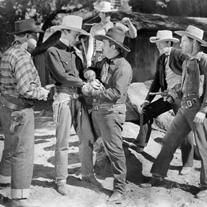 OUTLAW ROUNDUP, from left: Frank Ellis, Dave O'Brien, Reed Howes, Charles King,  I Standford Jolley, Jack Ingram, 1944