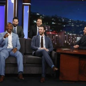 Jimmy Kimmel Live, from left: Anthony Mackie, Paul Rudd, Sebastian Stan, Chris Evans, Jimmy Kimmel, 'Season 4', ©ABC
