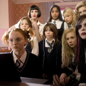 ST. TRINIAN'S, Lily Cole (seated at computer), back row from left: Gemma Arterton, Armara Karan, Antonia Bernath, Tamsin Egerton, Juno Temple (front row second from right), Paloma Faith (front row right), 2007, ©NeoClassics Films