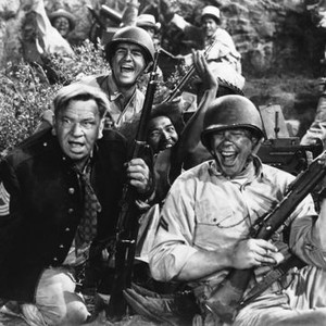SALUTE TO THE MARINES, front from left: Wallace Beery, Dick Curtis, Donald Curtis (behind Beery), 1943