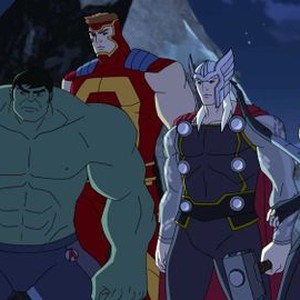 Marvel's Avengers Assemble, Fred Tatasciore (L), Travis Willingham (C), Troy Baker (R), 'Under Siege', Season 3: Ultron Revolution, Ep. #5, ©DISNEYXD