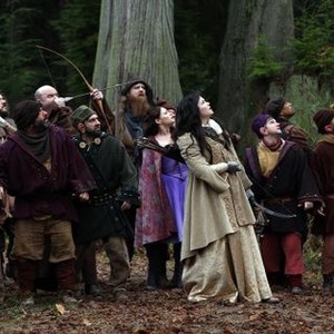 Once Upon a Time, from left: Faustino di Bauda, Jason Burkhart, Lee Arenberg, Gabe Khouth, Emilie De Ravin, Ginnifer Goodwin, Jeff Kaiser, Miguelito Macario, 'Witch Hunt', Season 3, Ep. #14, 03/16/2014, ©ABC