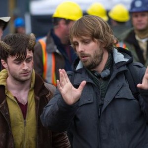 HORNS, from left: Daniel Radcliffe, director Alexandre Aja, on set, 2013. ph: Doane Gregory/©Dimension Films