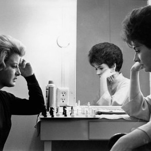 THE CARETAKERS, Constance Ford, Polly Bergen playing chess on set, 1963