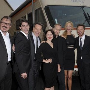 Vince Gilligan, RJ Mitte, Bryan Cranston, Laura Fraser, Anna Gunn, Aaron Paul  at arrivals for BREAKING BAD Finale Season Premiere, Sony Studios, Los Angeles, CA July 24, 2013. Photo By: Elizabeth Goodenough/Everett Collection