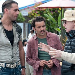 BLUE JASMINE, from left: Bobby Cannavale, Max Casella, director Woody Allen, on set, 2013. ph: Merrick Morton/©Sony Pictures Classics