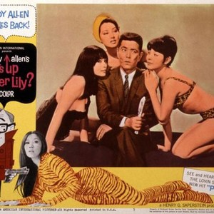 WHAT'S UP, TIGER LILY? aka Woody Allen's What's Up Tiger Lilly. (Left to right) Akiko Wakabayashi, unidentified, Tatsuya Mihasi, Mie Hama, 1966