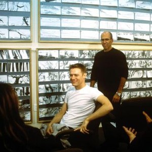 SPIRIT: STALLION OF THE CIMARRON, Musician Bryan Adams, producer Jeffrey Katzenberg meeting with animators, 2002 (c) Dreamworks