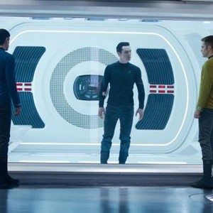 STAR TREK INTO DARKNESS, from left: Zachary Quinto, Benedict Cumberbatch, Chris Pine, 2013. ph: Zade Rosenthal/©Paramount Pictures
