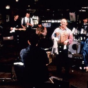 THE COMMITMENTS, Maria Doyle, Angeline Ball, Glen Hansard, Johnny Murphy, Andrew Strong (at microphone), Dave Finnegan, 1991, TM & Copyright (c) 20th Century Fox Film Corp.