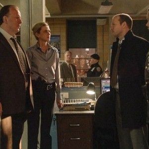 Blue Bloods, from left: Robert Clohessy, Megan Ketch, Donnie Wahlberg, Wallace Smith, 'Framed', Season 3, Ep. #12, 01/18/2013, ©CBS