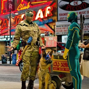 KICK-ASS 2, from left: Jim Carrey, Aaron Taylor-Johnson, 2013. ph: Daniel Smith/©Universal Pictures