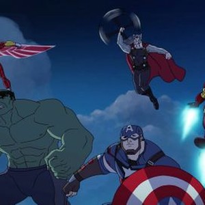 Marvel's Avengers Assemble, from left: Bumper Robinson, Fred Tatasciore, Roger Craig Smith, Travis Willingham, Adrian Pasdar, 'The Thunderbolts', Season 3: Ultron Revolution, Ep. #4, ©DISNEYXD