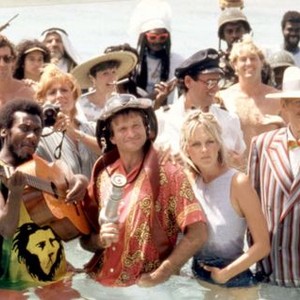 CLUB PARADISE, (l-r): Jimmy Cliff, Joanna Cassidy, Robin Williams, Twiggy, Peter O'Toole, 1986, (c)Warner Bros.