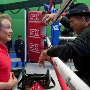 CREED II, FROM LEFT: DOLPH LUNDGREN, SYLVESTER STALLONE, ON SET, 2018. PH: BARRY WETCHER/© MGM