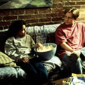 LIFE WITH MIKEY, Christina Vidal, Michael J. Fox, 1993, relaxing on the futon