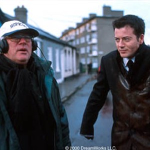 Braving the cold of the Ireland winter, director Barry Levinson and writer/star Barry McEvoy go over a scene on the location set.