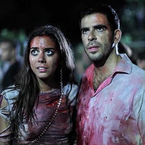 Lorenza Izzo as Kylie and Eli Roth as Gringo in "Aftershock."