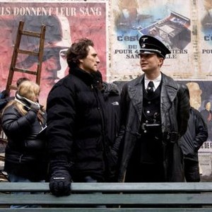 INGLOURIOUS BASTERDS, producer Lawrence Bender (front left), on set, 2009. Ph: Francois Duhamel/©Weinstein Company