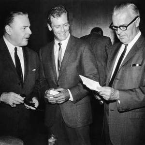 Brian Donlevy, left, star of 1938 BEAU GESTE, greets Guy Stockwell, center, star of new 1966 version, and Neil Hamilton, right, star of 1926 version