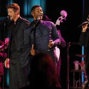 The Voice, Josiah Hawley (L), Usher (C), Michelle Chamuel (R), 'The Live Playoffs, Part 2', Season 4, Ep. #15, 05/07/2013, ©NBC