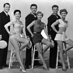 HIT THE DECK, Tony Martin, Ann Miller, Vic Damone, Jane Powell, Russ Tamblyn, Debbie Reynolds, 1955