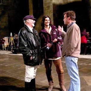 THE CHRONICLES OF NARNIA: PRINCE CASPIAN, co-producer Douglas Gresham, Ben Barnes, producer Mark Johnson, on set, 2008. ©Walt Disney Co.