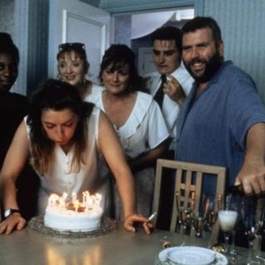 SECRETS & LIES, Claire Rushbrook (blowing out candles), Marianne Jean-Baptiste, Elizabeth Berrington, Brenda Blethyn, Lee Ross, Timothy Spall, 1996, (c) October Films