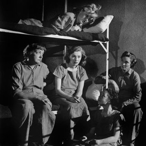 CAGED, Betty Garde, Jan Sterling (on top bunk), Eleanor Parker (center), Ellen Corby (seated on floor), 1950