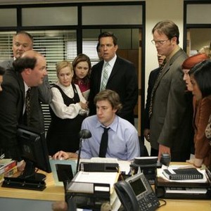 The Office, from left: Creed Bratton, Angela Kinsey, Jenna Fischer, John Krasinski, Ed Helms, Rainn Wilson, 'Finale, Part 1 &amp; 2', Season 9, Ep. #23, 05/16/2013, ©NBC