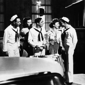 ON THE TOWN, from left: Jules Munshin, Ann Miller, Gene Kelly, Betty Garrett, Frank Sinatra, 1949
