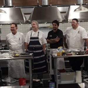 Top Chef: Masters, from left: Rick Moonen, Mark Peel, Jonathan Waxman, Ludovic Lefebvre, Graham Elliot Bowles, Wylie Dufresne, 'Pub Food', Season 2, Ep. #3, 04/21/2010, ©BRAVO