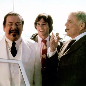 CHARLIE CHAN AND THE CURSE OF THE DRAGON QUEEN, from left: Peter Ustinov, Richard Hatch, Brian Keith, 1981, © American Cinema Releasing