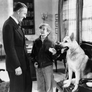 THE ADVENTURES OF RUSTY, from left, Conrad Nagel, Ted Donaldson, Ace the Wonder Dog, 1945