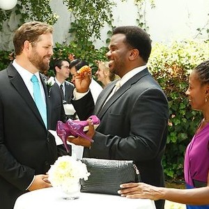 The Office, David Denman (L), Craig Robinson (C), Ameenah Kaplan (R), 'Roy's Wedding', Season 9, Ep. #2, 09/27/2012, ©NBC