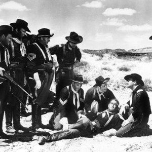 NEW MEXICO, first, fourth, fifth, sixth and ninth from left: Robert Osterloh, Andy Devine, Robert Hutton, John Hoyt, Lew Ayres, 1951