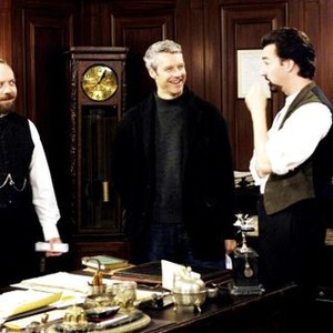 THE ILLUSIONIST, Paul Giamatti, Director Neil Burger, Edward Norton, on set, 2006. © Yari Film Group Releasing
