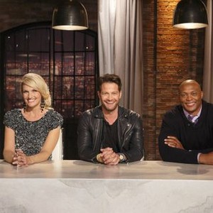 American Dream Builders, Monica Pedersen (L), Nate Berkus (C), Eddie George (R), 'Spanish Style', Season 1, Ep. #3, 04/06/2014, ©NBC