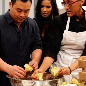 Top Chef, David Chang (L), Padma Lakshmi (C), Carla Hall (R), 'New York's Finest', Season 8: All-Stars, Ep. #3, 12/15/2010, ©BRAVO