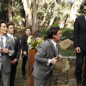 Modern Family, from left: Kevin Daniels, Christian Barillas, Colin Hanlon, Nathan Lane, Ty Burrell, 'The Wedding, Part 2', Season 5, Ep. #24, 05/21/2014, ©ABC