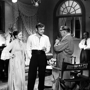 BAND OF ANGELS, Clark Gable and Yvonne De Carlo taking direction from Raoul Walsh, 1957